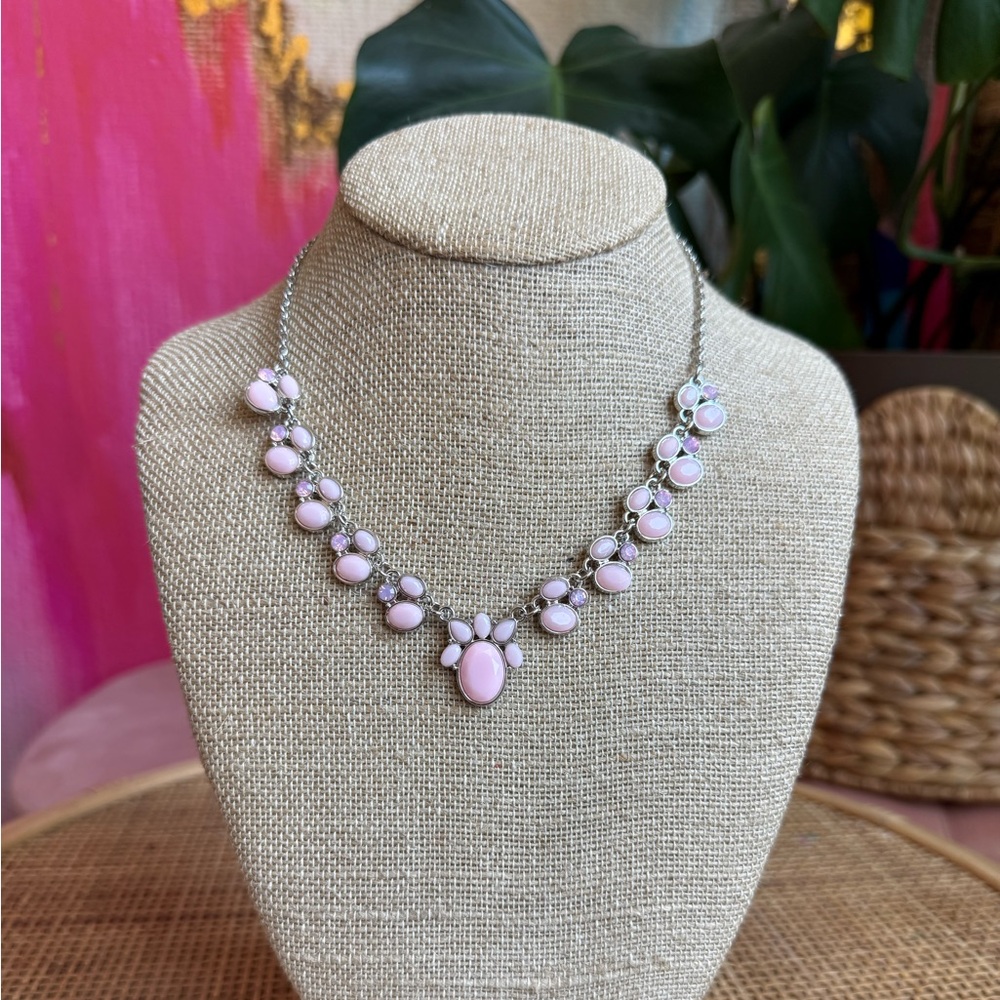 Light Pink Stone Necklace & Earrings Set | C